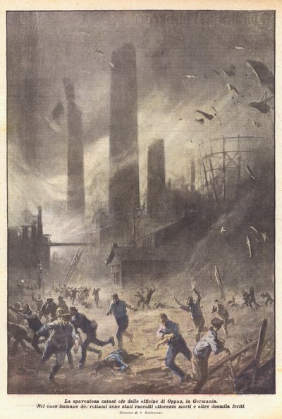 Die schreckliche Katastrophe der Werkstätten von Oppau in Deutschland von Achille Beltrame