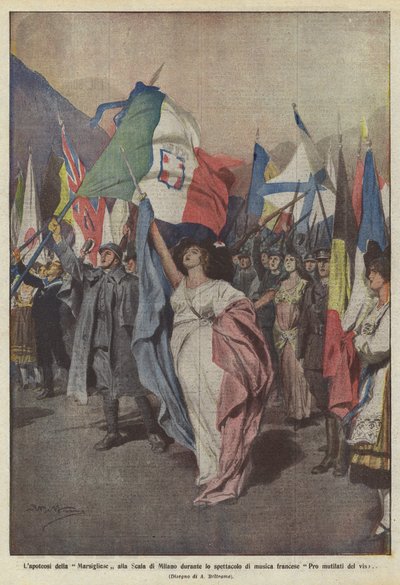 Die Apotheose der Marseillaise an der Scala von Mailand während des französischen Musikprogramms für Gesichtsverletzte von Achille Beltrame