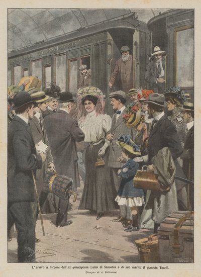 Die Ankunft der Ex-Prinzessin Luisa von Sachsen und ihres Mannes, des Pianisten Toselli, in Florenz von Achille Beltrame