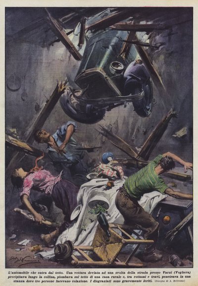 Das Auto, das durch das Dach fährt von Achille Beltrame