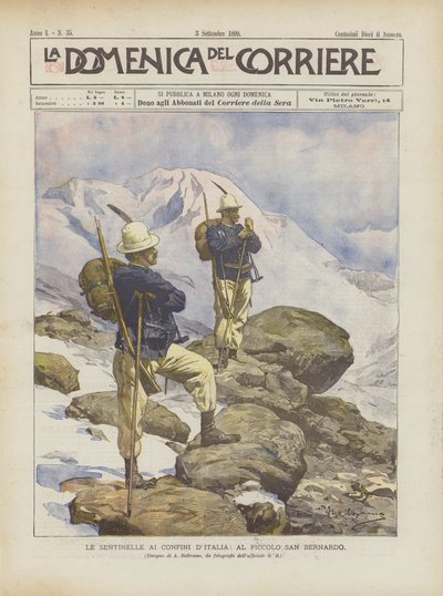 Die Wachen an den Grenzen Italiens, am Kleinen Sankt Bernhard von Achille Beltrame