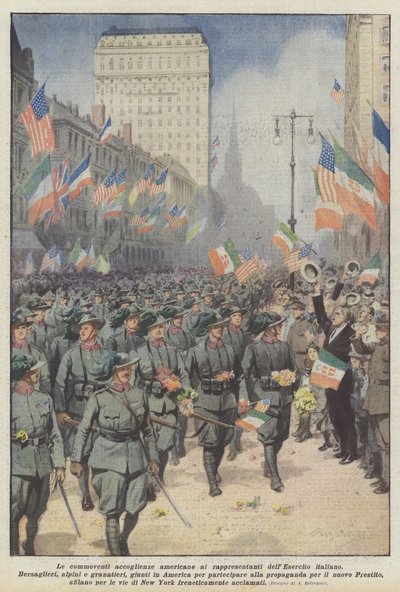 Die bewegenden amerikanischen Empfänge für die Vertreter der italienischen Armee von Achille Beltrame
