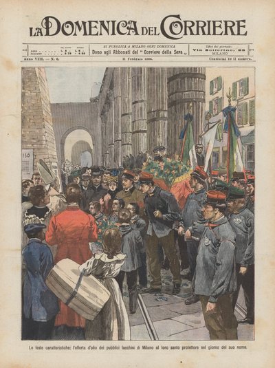 Die charakteristischen Feste, das Ölangebot der öffentlichen Träger von Mailand an ihren Heiligen von Achille Beltrame
