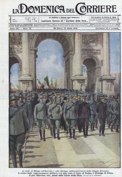 Die Feierlichkeiten in Mailand für die Armee und die Marine zum Jahrestag der Fünf Tage von Achille Beltrame