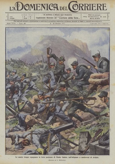 Unsere Truppen erobern die starke Position des Monte Coston, auf dem Hochplateau nordwestlich von Arsiero von Achille Beltrame