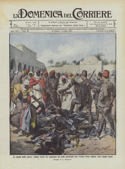 Die Heimtücke des Krieges, türkische Soldaten täuschen die Araber mit alten Uniformen von Achille Beltrame