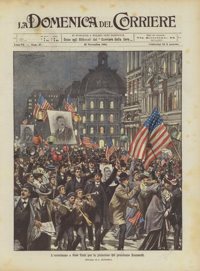 Die Begeisterung in New York für die Wiederwahl von Präsident Roosevelt von Achille Beltrame