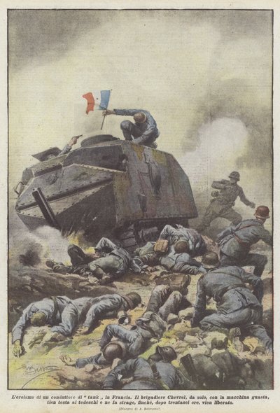 Der Heldenmut Eines Panzers Fahrers In Frankreich von Achille Beltrame