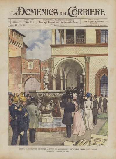 Mailand, Einweihung der Kunst- und Archäologiemuseen, die Gäste im Herzogshof von Achille Beltrame