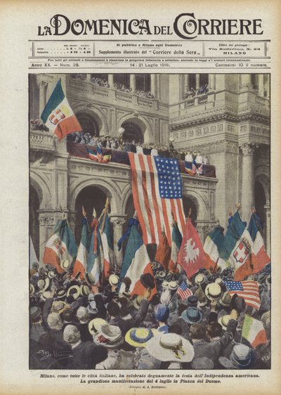 Mailand, Wie Alle Italienischen Städte, Hat Würdig Den Amerikanischen Unabhängigkeitstag Gefeiert von Achille Beltrame