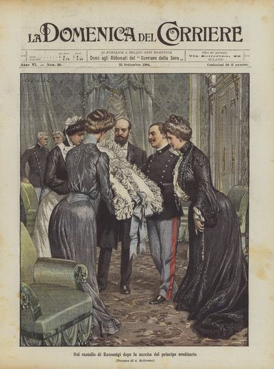 Im Schloss von Racconigi nach der Geburt des Thronfolgers von Achille Beltrame