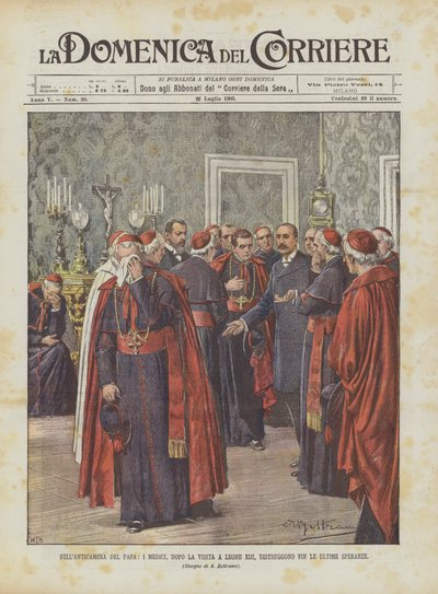 Im Vorzimmer des Papstes, die Ärzte zerstören nach der Untersuchung von Leo XIII. die letzten Hoffnungen von Achille Beltrame