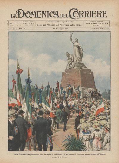 Zum fünfzigsten Jahrestag der Schlacht von Melegnano, die Zeremonie letzten Sonntag vor dem Ossarium von Achille Beltrame