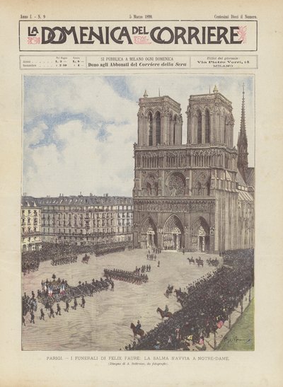 Paris, die Beerdigung von Félix Faure, der Leichnam auf dem Weg nach Notre-Dame von Achille Beltrame