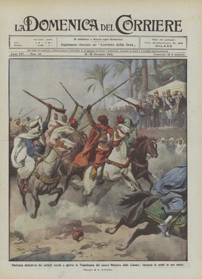 Die endgültige Abreise der türkischen Soldaten und die Ankunft des neuen Kolonialministers in Tripolitanien... von Achille Beltrame