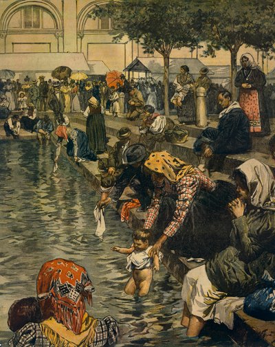 Wallfahrt nach Caravaggio: Baden in den wundersamen Wassern von Achille Beltrame