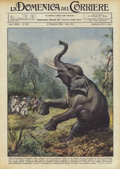 Bevor er Somalia verließ, ging der König auf Elefantenjagd von Achille Beltrame