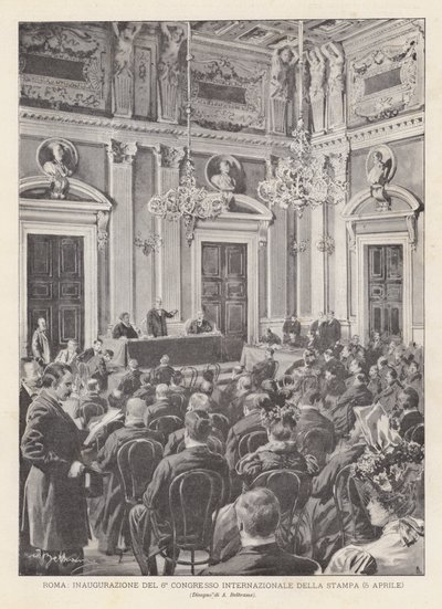 Rom, Eröffnung Des 6. Internationalen Presse-Kongresses (5. April) von Achille Beltrame