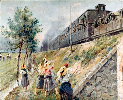 Der Durchgang des italienischen Militärzugs von Achille Beltrame