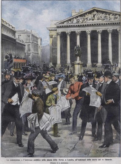 Der Tag nach dem Tod von König Edward VII. Illustration von Achille Beltrame. Mai 1910. von Achille Beltrame