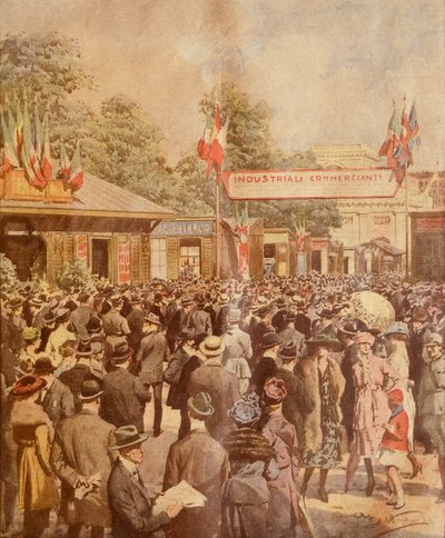 Handelsmesse in Mailand, Illustration von Achille Beltrame von Achille Beltrame