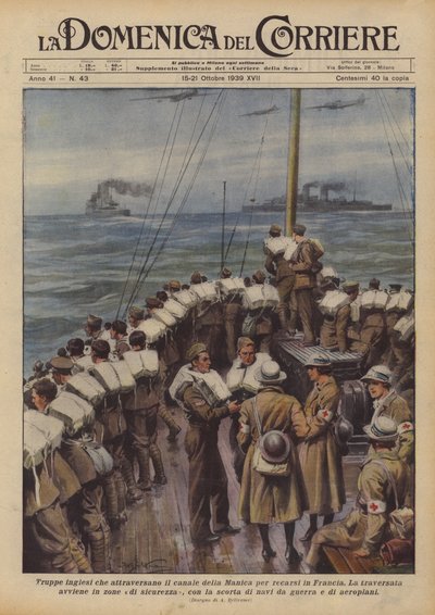 Britische Truppen überqueren den Ärmelkanal nach Frankreich von Achille Beltrame