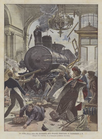 Ein Zug im Speisesaal des Bahnhofs von Frankfurt am Main von Achille Beltrame