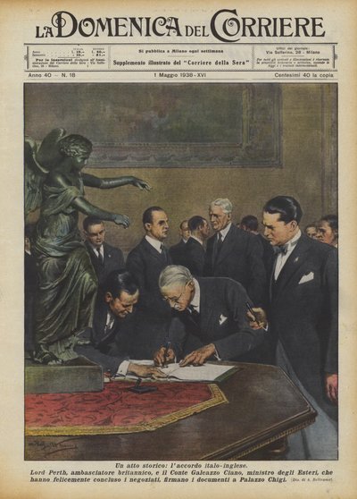 Ein historischer Akt, das italienisch-englische Abkommen von Achille Beltrame