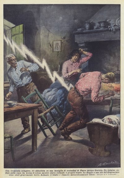 Eine schreckliche Katastrophe traf eine Bauernfamilie in Farra bei Gorizia von Achille Beltrame