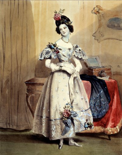 Um elf Uhr abends, junges Mädchen in Abendtoilette von Achille Devéria