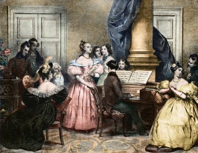 Musikalischer Abend um das Pianoforte von Achille Devéria