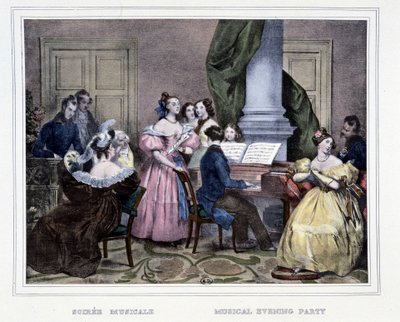 Musikalischer Abend am Pianoforte - in "Les heures de la Parisienne" von Achille Devéria von Achille Devéria