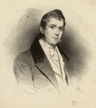 Porträt eines unbekannten jungen Mannes mit Brille von Achille Devéria
