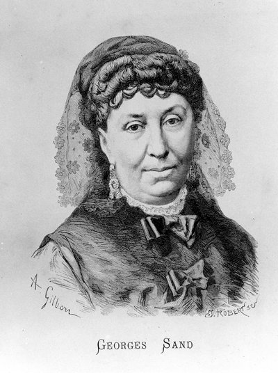 Porträt von George Sand (Aurore Dupin, Baronne Dudevant) (1804-1876) von A. Gilbern von Achille Isidore Gilbert