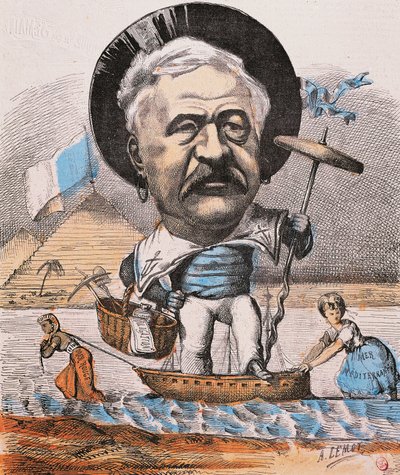 Französischer Ingenieur Ferdinand de Lesseps bei der Einweihung des Suezkanals von Achille Lemot
