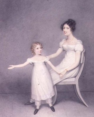 Lady Louth, Tochter des 13. Baron Dunsany, mit ihrer Tochter von Adam Buck
