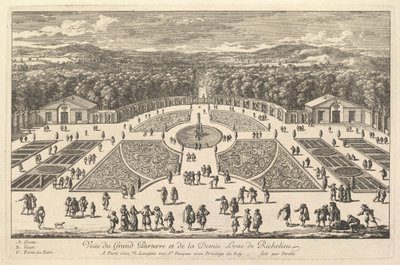 Ansicht des großen Parterres und der Halbmond von Richelieu von Adam Perelle