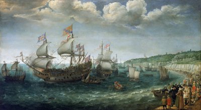 Einschiffung von Friedrich I. von Wittelsbach, Kurfürst der Pfalz, auf dem Schiff 