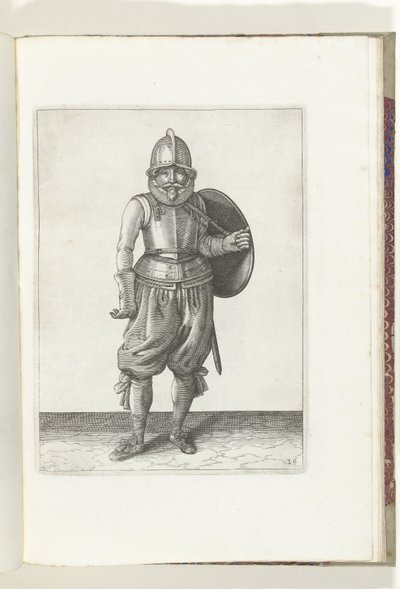 Die Übung mit Schild und Speer: Der Soldat bringt mit seinem linken Arm den Schild zurück auf den Rücken (Nr. 26), 1618 von Adam van Breen