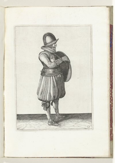 Die Übung mit Schild und Speer: der Soldat zieht seinen Arm aus dem Riemen des Schildes (Nr. 25), 1618 von Adam van Breen