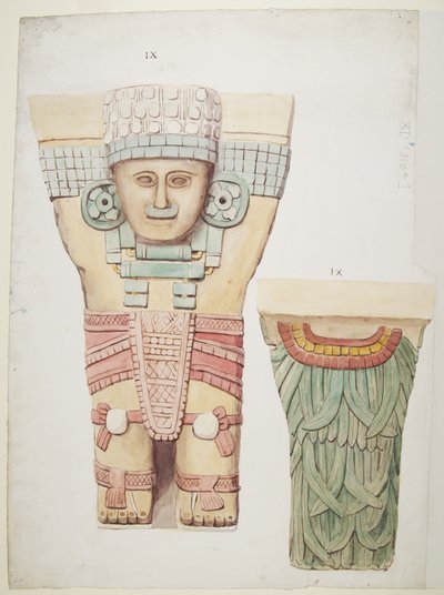 Karyatide aus der äußeren Kammer, Tempel A, Ballspielplatz Chichen Itza, Mexiko von Adela Breton