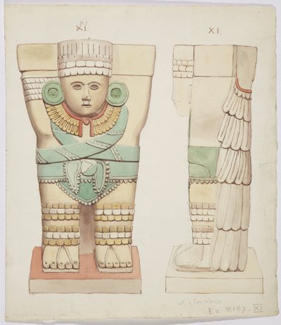 Karyatide aus der äußeren Kammer, Tempel A, Ballspielplatz, Chichen Itza, Mexiko von Adela Breton