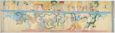 Kopie eines Wandgemäldes von der Südwestwand, Oberer Tempel der Jaguare, Chichen Itza, Mexiko von Adela Breton