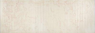 Gemälde von der Nordwand, Oberer Tempel der Jaguare, Chichen Itza, Mexiko, Mittelteil von Adela Breton