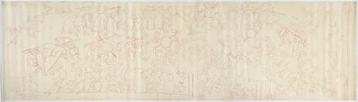 Abzeichnung eines Wandgemäldes von der Westwand, Oberer Tempel der Jaguare, Chichen Itza, Mexiko von Adela Breton