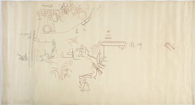 Abzeichnung eines Wandgemäldes aus Casa de Monjas, Chichen Itza, Mexiko, Gewölbe in großer Kammer von Adela Breton