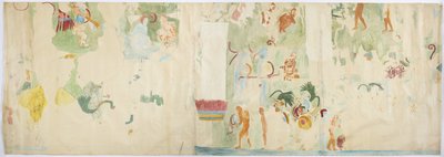 Abzeichnung eines Wandgemäldes vom Nordpanel, Westwand, Oberer Tempel der Jaguare, Chichen Itza, Mexiko von Adela Breton