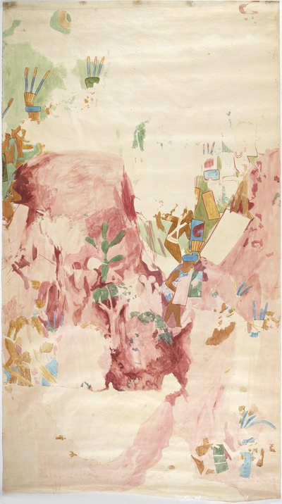 Abzeichnung eines Wandgemäldes von der Ostwand, Oberer Tempel der Jaguare, Chichen Itza, Mexiko von Adela Breton