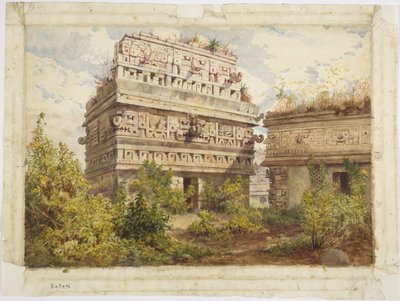 Ruinen von Chichen Itza, Yucatan, Mexiko, zeigt die Westfassade der Iglesia von Adela Breton
