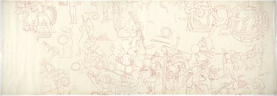 Südwand, Oberer Tempel der Jaguare, Chichen Itza, Mexiko, Nordzentraler Abschnitt von Adela Breton